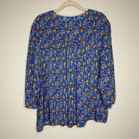 Adrienne Vittadini Floral 3/4 Sleeves Tie Pull Over Top - Picture 7 of 13